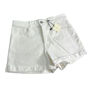 Francesca's Collections White Jean Shorts High-Waisted Relaxed Fit